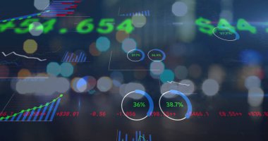 Odak dışında işlenen istatistik ve rakamların resmi. iş, finans ve veri işleme kavramı dijital olarak oluşturulmuş görüntü.