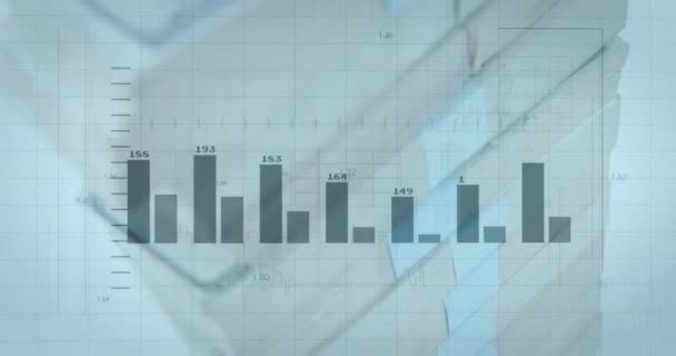 Animation Der Verarbeitung Von Finanzdaten Über Dollars Auf Weißem Hintergrund — Stockvideo
