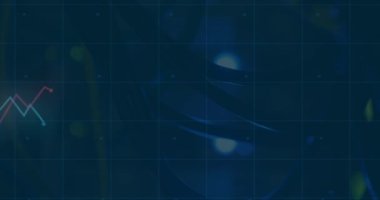 Kablolar üzerinden finansal veri işleme animasyonu. küresel finans, iş ve dijital arayüz kavramı dijital olarak oluşturulmuş video.