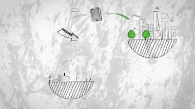 Beyaz arkaplan üzerindeki simgelerin canlandırılması. küresel iş, bağlantılar, veri işleme ve teknoloji konsepti dijital olarak oluşturulmuş video.