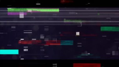 Siyah arka planda parazitlenme. soyut arkaplan, desen, renk ve hareket konsepti dijital olarak oluşturulmuş video.