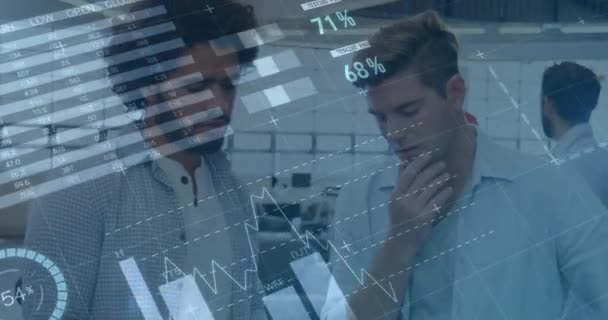 Animação Processamento Dados Financeiros Sobre Diversos Empresários Conceito Negócios Interface — Vídeo de Stock