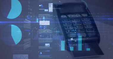 Terminal üzerinden finansal veri işleme resmi. küresel iş, finans ve dijital arayüz kavramı dijital olarak oluşturulmuş görüntü.