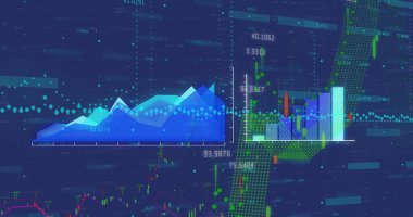 Karanlık arkaplan üzerinde dijital arayüz ve veri işleme resmi. küresel ağlar, iş ve bağlantılar konsepti dijital olarak oluşturulmuş görüntü.
