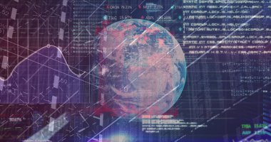 Siyah arkaplan üzerinden küresel ve finansal veri işleme görüntüsü. küresel iş, finans ve dijital arayüz kavramı dijital olarak oluşturulmuş görüntü.