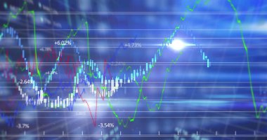 Karanlık arka planda finansal veri işleme resmi. küresel iş, finans, teknoloji ve bağlantılar konsepti dijital olarak oluşturulmuş görüntü.