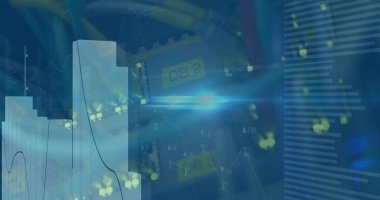 Sunucu odasındaki finansal veri işleme resmi. küresel iş, finans ve dijital arayüz kavramı dijital olarak oluşturulmuş görüntü.