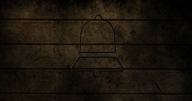 Duvarda parlayan neon çan ikonu resmi. Sosyal medya ve iletişim konsepti dijital olarak oluşturuldu.