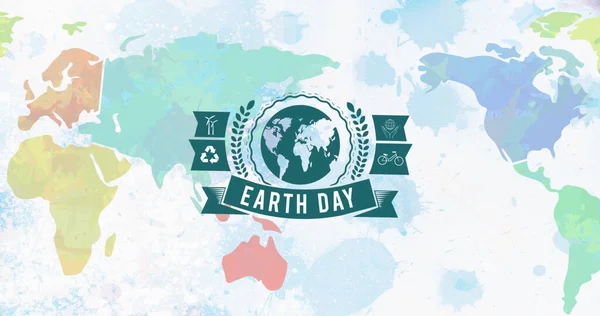 Bild Des Tages Der Erde Text Über Weltkarte Globale Umwelt — Stockfoto