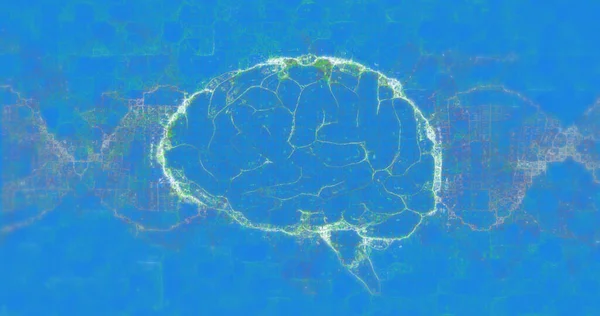 Εικόνα Του Νήματος Του Dna Και Του Ανθρώπινου Εγκεφάλου Μπλε — Φωτογραφία Αρχείου