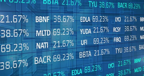 Imagem Mercado Ações Codificação Binária Sobre Fundo Azul Conceito Global — Fotografia de Stock