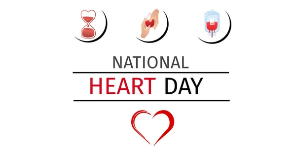 Imagem Texto Nacional Dia Coração Sobre Ícones Coração Sangue Fundo — Fotografia de Stock