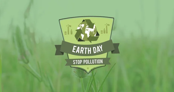 Bild Des Tages Der Erde Text Über Gras Globale Umwelt — Stockfoto