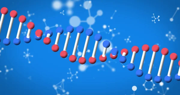 Imagen Del Hilo Adn Girando Moléculas Sobre Fondo Azul Concepto —  Fotos de Stock