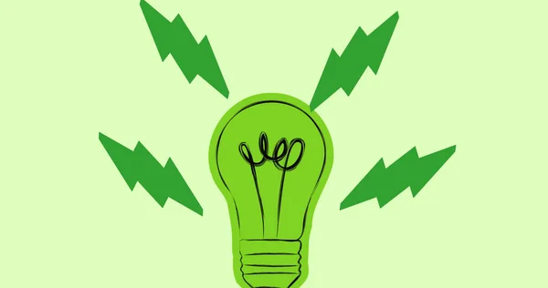 Afbeelding Van Groene Gloeilamp Groene Achtergrond Mondiaal Milieu Groene Energie — Stockfoto