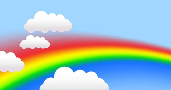 Bild Der Wolken Über Dem Regenbogen Auf Blauem Hintergrund Globale — Stockfoto