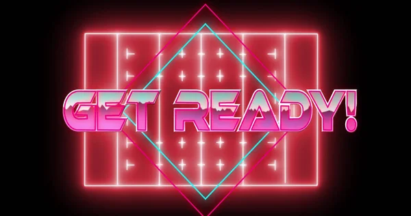 Bild Von Get Ready Text Über Neon Sportstadion Konzept Der — Stockfoto