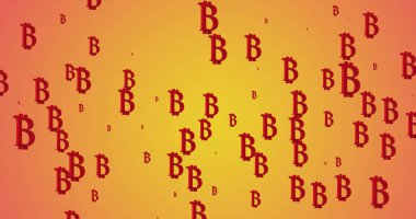 Turuncu arka planda titreşen bitcoin tabelaları. vergi günü ve dijital olarak oluşturulan görüntü kavramını finanse eder.
