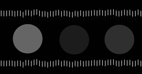黒い背景に白い線と円を動かすイメージ ソーシャルメディアとテクノロジーの概念は — ストック写真
