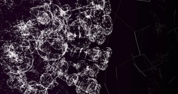 Bild Des Netzwerks Aus Verbindung Und Symbolen Auf Schwarzem Hintergrund — Stockfoto