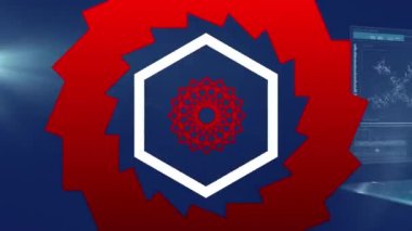 Dijital ekranlar üzerinde hareket eden şekillerin animasyonu. küresel bilim, bağlantılar ve dijital arayüz konsepti dijital olarak oluşturulmuş video.