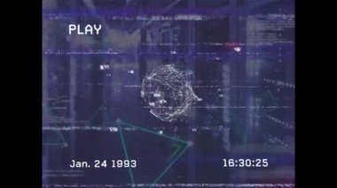 Sunucu odasındaki veri işleme ve şekillerin animasyonu. küresel teknoloji, bağlantılar ve dijital arayüz konsepti dijital olarak oluşturulmuş video.