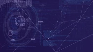 Kapsam taraması ve veri işleme üzerinden bağlantı ağının animasyonu. küresel iş, bağlantılar ve veri işleme kavramı dijital olarak oluşturulmuş video.