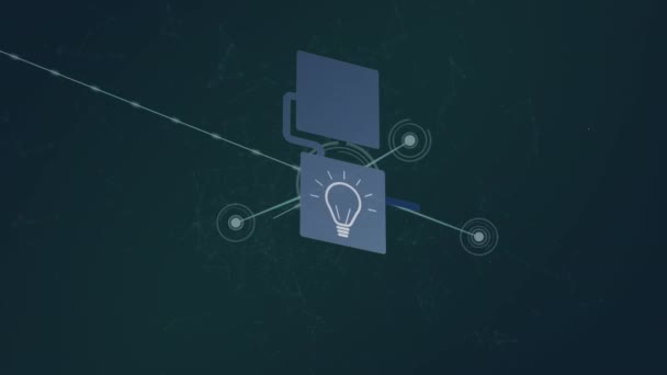 Animação Rede Conexões Com Ícones Fundo Preto Conexões Globais Conceito — Vídeo de Stock