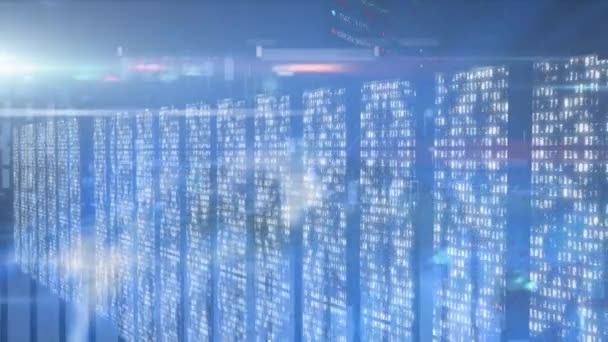 Animación Del Procesamiento Datos Financieros Sobre Columnas Con Codificación Binaria — Vídeos de Stock
