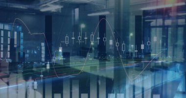 Ofis üzerinde istatistik ve finansal veri işleme resmi. iş, finans ve veri işleme kavramı dijital olarak oluşturulmuş görüntü.