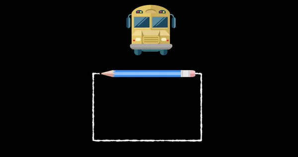 버스와 연필로 과배움의 개념은 디지털로 만들어 이미지와 — 스톡 사진