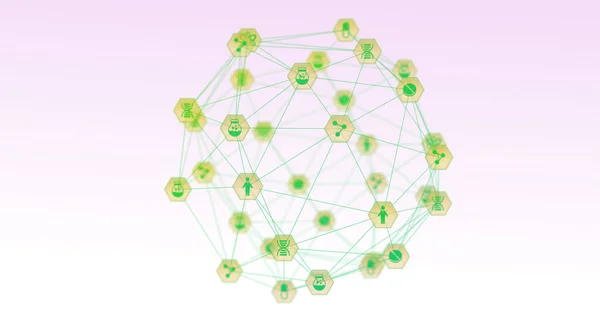 Εικόνα Δικτύου Σύνδεσης Και Εικονίδια Λευκό Φόντο Παγκόσμιες Συνδέσεις Επιχείρηση — Φωτογραφία Αρχείου