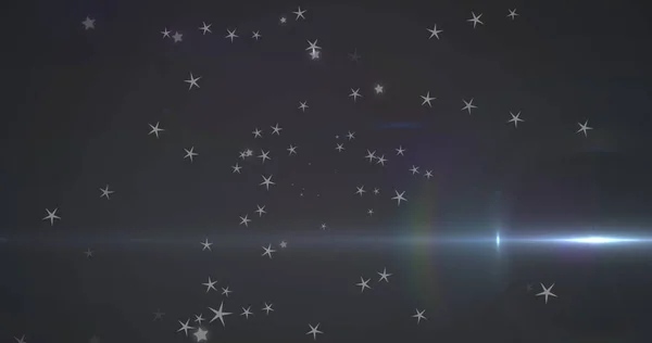 Fénylő Kék Fény Képe Amint Csillagok Fölött Mozog Háttérben Tér — Stock Fotó