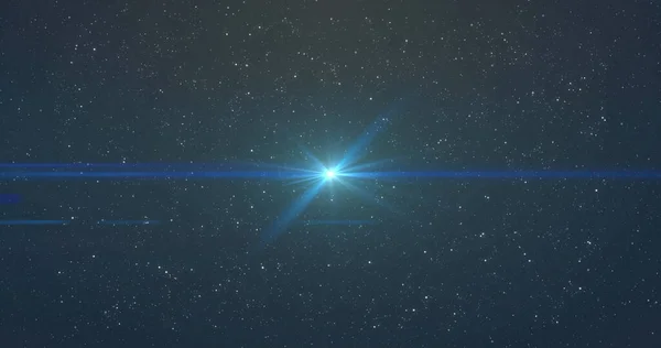 Obraz Świecącego Niebieskiego Światła Poruszającego Się Nad Punktami Światła Gwiazd — Zdjęcie stockowe