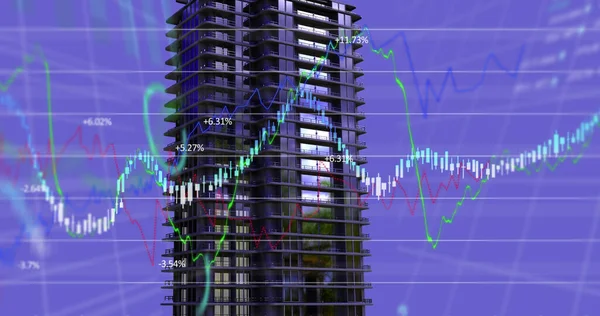 Beeld Van Financiële Gegevensverwerking Gebouw Mondiaal Bedrijfs Financiële Connectie Digitaal — Stockfoto