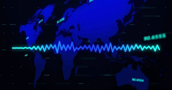 Imagen Del Procesamiento Datos Financieros Mapa Del Mundo Sobre Fondo —  Fotos de Stock