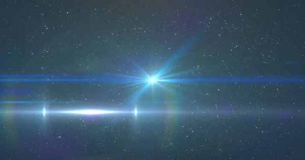 Obraz Świecącego Niebieskiego Światła Poruszającego Się Nad Punktami Światła Gwiazd — Zdjęcie stockowe