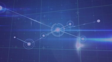 Işık yollarının üzerindeki bağlantı ağının animasyonu. küresel iş, bağlantılar ve veri işleme kavramı dijital olarak oluşturulmuş video.