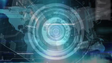 Dünya haritası üzerinde veri işleme ve numaraların animasyonu. küresel veri, bağlantılar ağı, dijital arayüz ve teknoloji konsepti dijital olarak oluşturulmuş video.