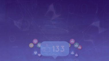 Sosyal medya simgelerinin canlandırılması ve mavi arkaplan üzerinde artan sayıda. küresel sosyal medya, bağlantılar ve veri işleme konsepti dijital olarak oluşturulmuş video.