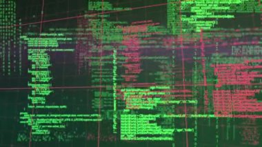 Siyah arkaplanda veri işleme animasyonu. küresel bağlantılar ve veri işleme konsepti dijital olarak oluşturulmuş video.