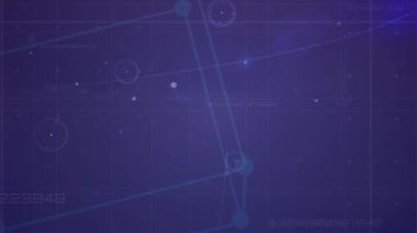 Mavi arkaplan üzerinde bağlantı ağı ve veri işleme ağının animasyonu. küresel teknoloji, bağlantılar ve veri işleme kavramı dijital olarak oluşturulmuş video.