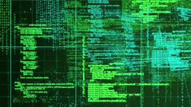 Siyah arkaplanda veri işleme animasyonu. küresel bağlantılar ve veri işleme konsepti dijital olarak oluşturulmuş video.