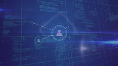 Veri işleme üzerine simgelerle bağlantı ağının animasyonu. küresel iş, bağlantılar ve veri işleme kavramı dijital olarak oluşturulmuş video.