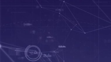 Mavi arkaplan üzerinde bağlantı ağı ve veri işleme ağının animasyonu. küresel teknoloji, bağlantılar ve veri işleme kavramı dijital olarak oluşturulmuş video.