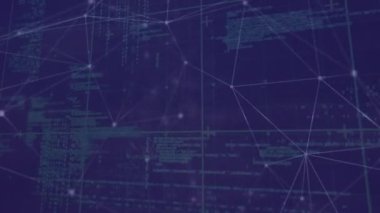 Siyah arkaplan üzerinden bağlantı ve veri işleme ağının animasyonu. küresel teknoloji, bağlantılar ve veri işleme kavramı dijital olarak oluşturulmuş video.