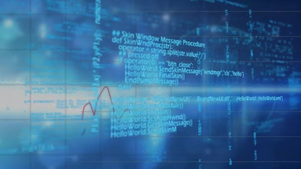 Animation Der Datenverarbeitung Auf Blauem Hintergrund Globale Technologie Verbindungen Und — Stockvideo