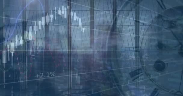 Animazione Elaborazione Dei Dati Finanziari Orologio Uomini Affari Piedi Business — Video Stock