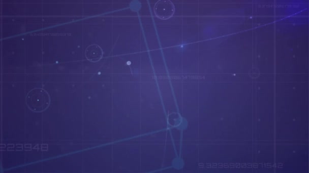 Animation Des Netzwerks Von Verbindungen Und Der Datenverarbeitung Auf Blauem — Stockvideo