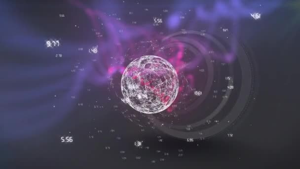 Animation Nombres Globe Rotatif Dans Espace Numérique Entreprise Mondiale Interface — Video
